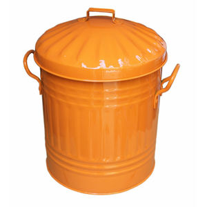 Poubelle en métal de style moderne avec couvercle et poignées, en acier, pour cuisine, bureau, chambre, salle de bain - Product Image 2