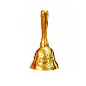 Campana de Mano Vintage de Latón con Diseño Acanalado, Campana de Escritorio, Campana de Servicio para Hotel o Escuela - Product Image 4