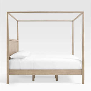 Contemporary KD Canopy <b>Bed</b> <b>Frame</b> | Natural Wash Solid Wood <b>Platform</b> <b>Bed</b> Wholesale India - Product Image 3