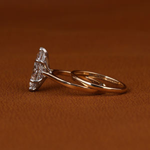 Anillo de Diamantes Marquise de 3.0 CT Cultivados en Laboratorio con Certificado IGI Personalizado, Conjunto de Anillos de Oro Blanco de 14K, Joyería Fina para Novia - Product Image 2