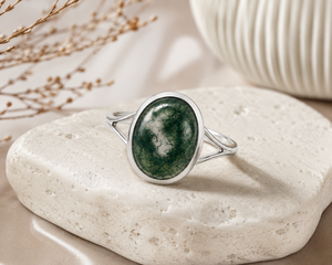 Women's Handmade Classic Gold Plated 925 Sterling Silver Bezel Setting Oval Natural Green <b>Moss</b> <b>Agate</b> Gemstone Third Party <b>Ring</b> - Product Image 6