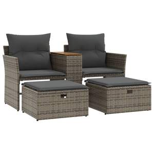 Sofá de Jardín Ajustable de 2 Plazas en Ratán Sintético Gris con Patas Ajustables, Elegante Conjunto para Exteriores - Product Image 2