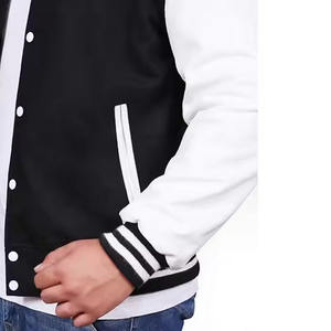 Blouson universitaire homme de haute qualité pour l'automne et l'hiver, avec manches en laine, col montant, style universitaire, OEM, vierge, tendance - Product Image 6