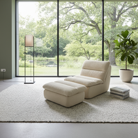 Fauteuil de luxe tendance style Ins en tissu côtelé avec pouf, élégant fauteuil de relaxation individuel pour la jeune génération