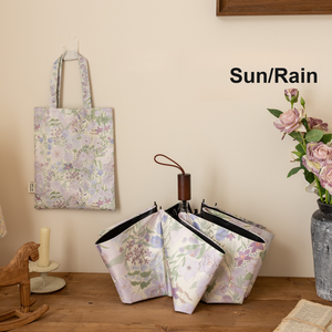 <span class=keywords><strong>Parapluie</strong></span> double usage pluie et soleil pour femme, marque OEM, <span class=keywords><strong>fabrication</strong></span> en gros, motif floral français, revêtement noir, UPF50, 5 plis - Product Image 3