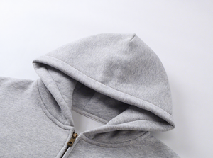 Sweat à capuche oversize à double fermeture éclair, doublé, personnalisé, en molleton épais 400 g/m² 100 % coton, coupe courte, en French Terry - Product Image 3