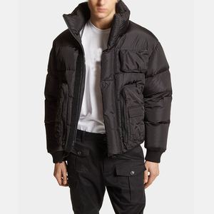 Blouson bomber noir pour homme, à capuche, fermeture éclair, respirant, coupe-vent, rembourrage en polyester, vêtements décontractés d'hiver - Product Image 2