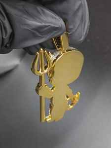 Colgante de Moissanita Iced Out con Diseño de Diablo, de Plata 925, Joyería Hip Hop, Joyería Bust Down para Raperos, Bicolor, para Hombre, para Fiestas - Product Image 3