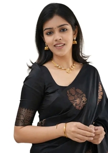 Sari de Seda Reversible de Diseño Tradicional para Mujer KV, con Cobre y Zari, para Uso Diario y Fiestas - Product Image 3