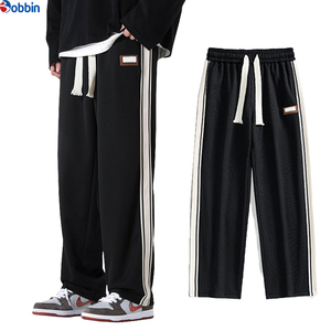 Men Trouser Comfortable Men's <b>Black</b> Sweatpants With Side Stripe Elastic Waist Drawstring Casual <b>Pants</b> Autumn Knitted Cotton - Product Image 5