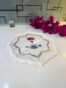 Handcrafted Marble Polished Modern Flower Design Plate High Quality Beautiful Home And <b>Kitchen</b> <b>Decor</b> - Product Image 4