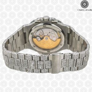 Montre de luxe Charm_Jewells en acier inoxydable, boîtier carré de 40 mm, accents de diamants, analogique, mécanique, montre de mode pour homme, 10 bars - Product Image 4