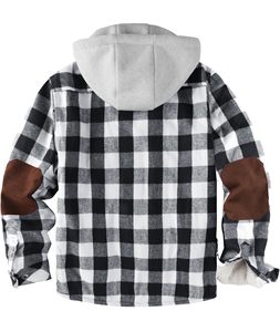 Chemise à carreaux à capuche de haute qualité, chemises en flanelle à carreaux à manches longues avec capuche, veste à capuche en coton doublée de polaire à carreaux pour homme - Product Image 3