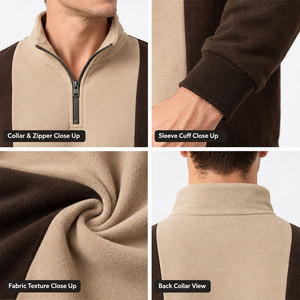 Sweat-shirt décontracté pour homme à col zippé, en molleton de coton de qualité supérieure, manches longues, bords côtelés, coupe moderne et décontractée - Product Image 5