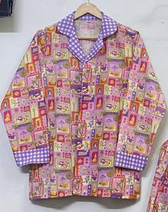 Fashion Women Printed Pajama Set Cotton Nightwear Set Long Sleeve Shirt Elastic Waist <b>Pants</b> - Product Image 4