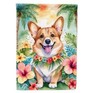 Corgi Luau Multicolor Garden Flag Buzón Decorativo Yard Flag Banner para Patio Artwork Flower Beds en tamaño para Yard Garden Size - Product Image 1