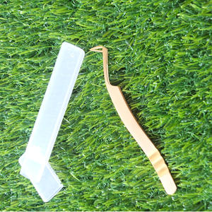 Pince à cils courbée sur mesure pour marque privée, pince à cils courbée à pointe en fibre pour volume, revêtement doré, pointe fine pour prélever les poils, en vente - Product Image 2