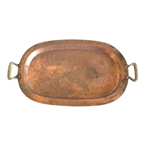 Wholesale Handcrafted Hammered Solid Copper <b>Round</b> <b>Tray</b> Metal Decorative Serving Platter for Home Hotel Table Decor - Product Image 4