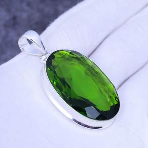 Pendentif en argent sterling 925 avec pierre précieuse péridot faite à la main, bijoux bohèmes, collier en pierre précieuse naturelle, vente en gros - Product Image 6
