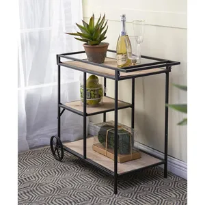 Carrito de Bar Rodante de Cerámica Hecho a Mano, Ecológico, Estilo Americano, con Ruedas, Estantes de Almacenamiento de Múltiples Niveles, Moderno, para Hotel y Hogar - Product Image 3