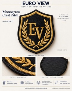 Patch brodé personnalisé Euro View avec nom de l'espace, à coudre ou thermocollant, badge circulaire avec logo fusée - Product Image 2