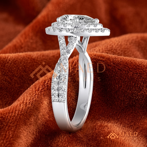 925 Sterling Silver Pear Cut Cluster Halo Engagement <b>Ring</b> Women Pave Band American Diamond <b>CZ</b> Wedding <b>Ring</b> Fine Jewelry - Product Image 3