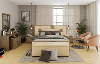Meubles de chambre à coucher, lit avec pied de lit, lit king size, cadre de lit en bois luxueux, fabrication artisanale, dessus en bois massif, haut de gamme, sculpté à la main