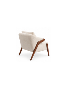 Fauteuil rembourré moderne de style mid-century avec pieds en bois et coussins beiges pour salon, meubles écologiques - Product Image 4