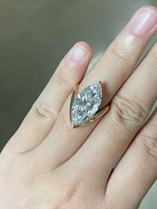 5ct Marquise Cut Lab Grown Diamond Engagement Ring 14K Gold V Shape <b>Wrap</b> Diamond Ring with IGI Certified Diamond Ring for Women - Product Image 5
