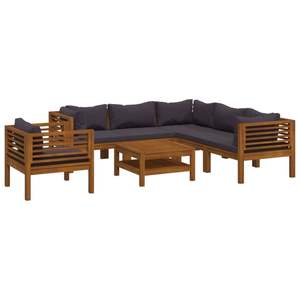 Ensemble de salon en bois rembourré gris foncé pour jardin, pour la détente en plein air - Product Image 2