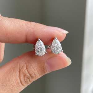 Pear Cut <b>Moissanite</b> Stud <b>Earrings</b> Silver Plated 18K Gold Plated IGI Certified Trendy Claw Setting Women's Jewelry - Product Image 3