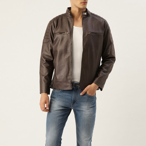 Veste en cuir pour homme en cuir de vachette personnalisé, style vintage, nouvelle veste élégante à fermeture éclair gaufrée, manteau en toile pour homme, veste en cuir pour l'automne - Product Image 2