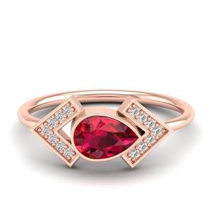 Anillos de compromiso REYES de lujo en plata de ley 925 con rubí de corte pera de 0.75 quilates y moissanita para mujer, joyería fina. - Product Image 6