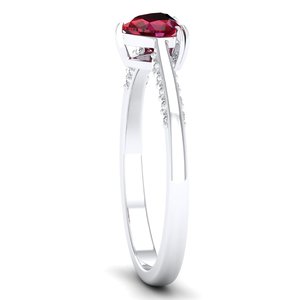 REYES Exquisite Heart Shape 0.5 Carat Red <b>Garnet</b> Gemstone <b>Ring</b> in 925 Sterling <b>Silver</b> VVS Moissanite Engagement <b>Rings</b> For Women - Product Image 3