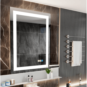 Specchio LED da Bagno Rettangolare 18"x24" da Parete, Antiappannamento e Antigraffio con Vetro Temperato e Cornice in MDF - Product Image 3