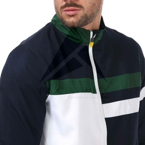 Ensemble de survêtement pour homme à blocs de couleur, col montant zippé, 2 pièces, respirant, en polyester et coton, tenue sportive décontractée, printemps, adulte - Product Image 5