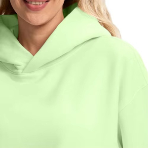 Sweat à capuche long en polaire pour femme, coupe oversize, confortable et doux, 100 % coton, décontracté, avec logo personnalisable sur le devant – Fournisseur professionnel - Product Image 4