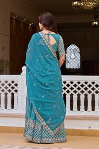 Nouvelle collection de lehenga choli de mariage avec dupatta ample et couleur bleu ciel rêveuse - Product Image 3