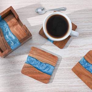 Posavasos Creativo de Madera y Resina Epoxi para Bebidas, Café, Té, para Bar, Cocina, Hogar, Regalos - Product Image 4