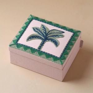 Small <b>Blue</b> square Magnetic Flip Embroidered Flower Watch Jewelry Travel Packaging <b>Box</b> Customized Fabric Jewelry <b>Storage</b> <b>Box</b> - Product Image 6