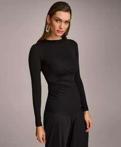 Donna Karan Women's <b>Long</b> Sleeve Ruched-Side <b>Top</b> | Donna Karan New York - Product Image 3