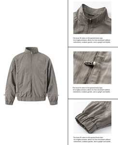 Custom Logo Autumn Vintage Loose Crinkled Boxy Thin <b>Cargo</b> Softshell <b>Jacket</b> for <b>Men</b> - Product Image 3