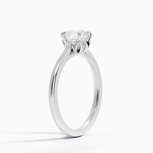 Anillo BOJ 082 con Corte Redondo, Plata 925, Diseño Floral con Incrustaciones de Diamantes, Anillo Solitario con Moissanita de 2ct, Color D, Claridad VVS1, Certificado GRA, en Oferta - Product Image 2