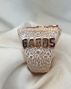 Anillo de cóctel para hombre chapado en rodio con moissanita VVS y letras inicial, engaste pavé, joyería de lujo para boda - Product Image 6