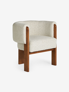 Sillón contemporáneo con respaldo curvo, patas de roble macizo y tela texturizada - Product Image 2