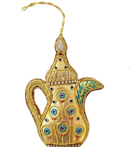 Dallah arabe islamique Zari suspendue, ornement brodé à la main Zardozi perlé, décoration festive Ramadan Aïd, vente en gros - Product Image 2