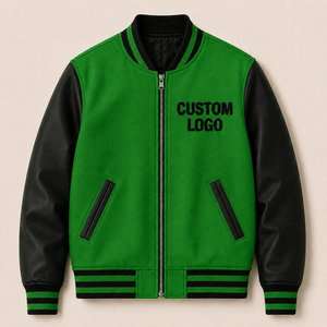 Veste universitaire sur mesure de haute qualité, respirante, pour hommes, avec manches en cuir, style streetwear, grande taille, logos personnalisés - Product Image 1