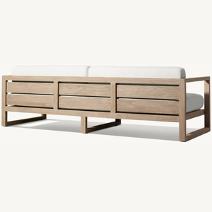 Canapé en teck avec mousse souple, élastique et durable pour deux personnes, style moderne - Product Image 3