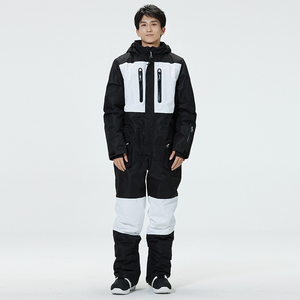 Mono de Esquí Unisex Impermeable, Transpirable y Cortavientos de 10.000 mm con Capucha y Cremallera Frontal, Diseño Color Block Rosa y Blanco, Aislado - Product Image 3