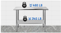 Kliniek 36X24 Inch Roestvrijstalen Werktafel Gepolijste Afwerking 300 Kg/m Laadvermogen Stabiel Instelbaar Ontwerp 1 Commercieel
